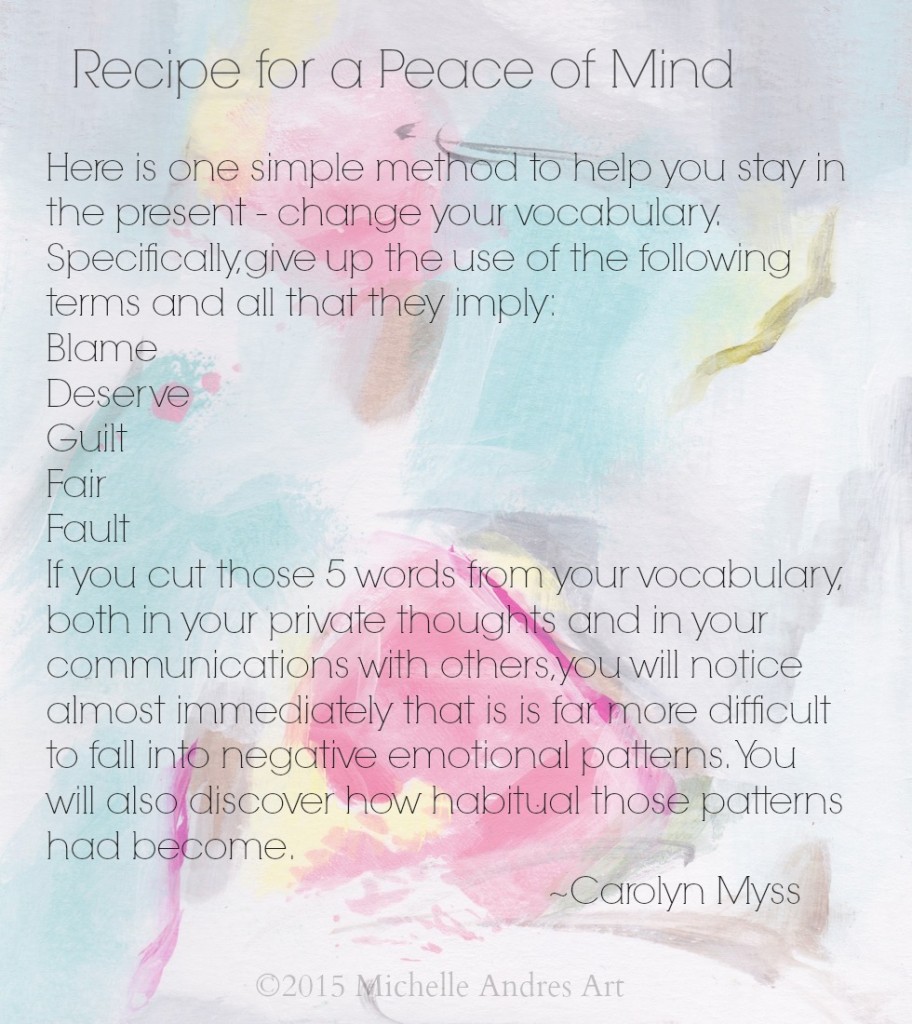 Recipe for a peace of mind f