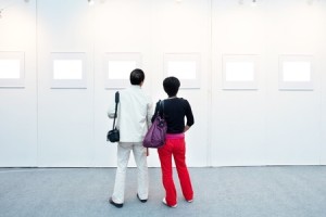 People looking at art